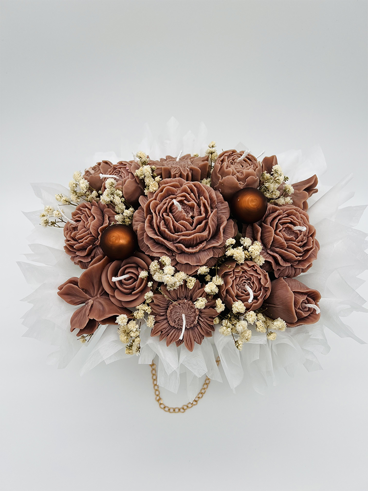 Kerzenstrauß "Rosen" - braun